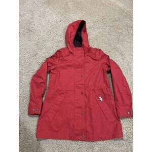 Hunter Rain Coat Red Women’s Small With Cinching Waistline Jacket Hooded